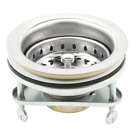 Prime-Line Kitchen Sink Basket Strainer Drain Assembly 3-1/2 to 4 with Putty and 3 Screw Mount MP321721